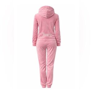 Juicy Couture Pink Velour Hoodie & Jogger Set Size L- NWT